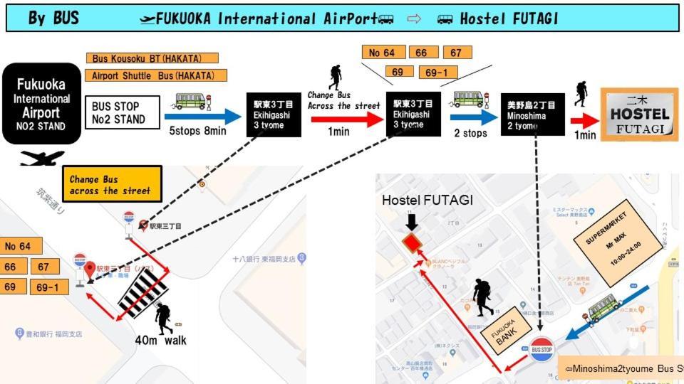 פוקואוקה ホステル二木 Hostel Futagi ゲストハウス מראה חיצוני תמונה
